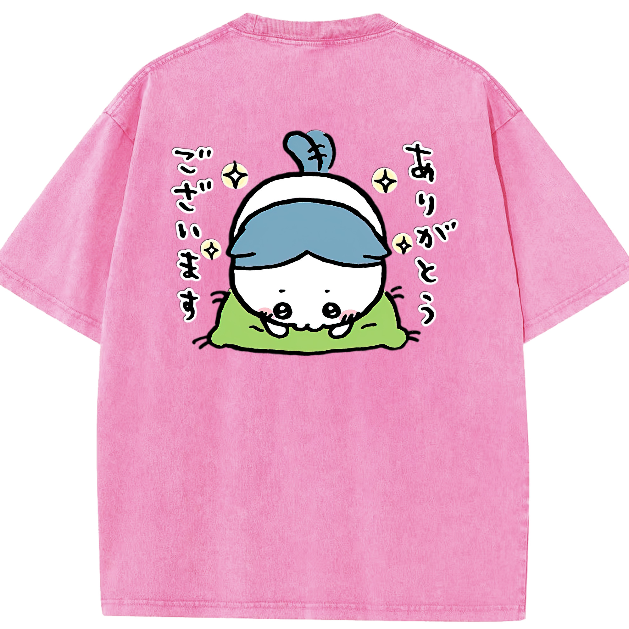 （画像用） ちいかわ ハチワレ Chii-kawa hachiware 綿100% ヴィンテージ風 半袖Tシャツ（背面プリント）